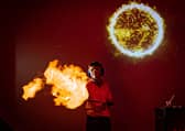 A hydrogen filled balloon is used to replicate the sun