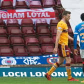 Motherwell captain Stephen O'Donnell is sent off by referee Nick Walsh for a second bookable offence against Rangers at Fir Park. (Photo by Craig Foy / SNS Group)
