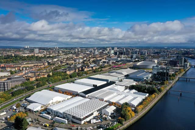 GLASGOW, SCOTLAND - OCTOBER 13: A general view of the Scottish Events Centre (SEC) on October 13, 2021 in Glasgow, Scotland. COP26 will officially begin on Sunday October 31 with the procedural opening of negotiations and finish on Monday November 12th. (Photo by Jeff J Mitchell/Getty Images)
