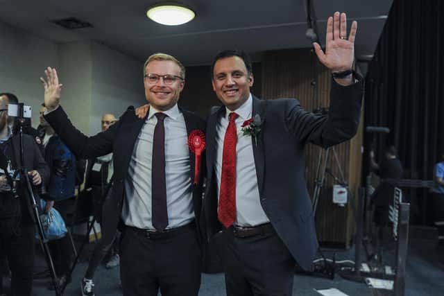 Scottish Labour leader Anas Sarwar with the new Labour MP Michael Shanks. Image: Lisa Ferguson.
