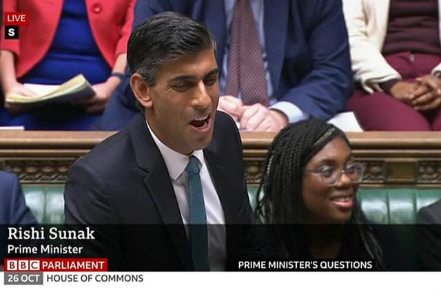 Rishi Sunak speaks at his first Prime Minister's Questions as Conservative Party leader. Picture: BBC Parliament