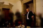 Prime Minister Boris Johnson at a gathering in 10 Downing Street. Picture: Sue Gray Report/Cabinet Office/PA Wire