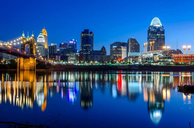 The Cincinnati skyline at night. Pic: Alamy/PA