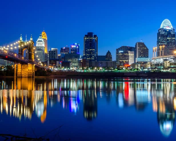 The Cincinnati skyline at night. Pic: Alamy/PA