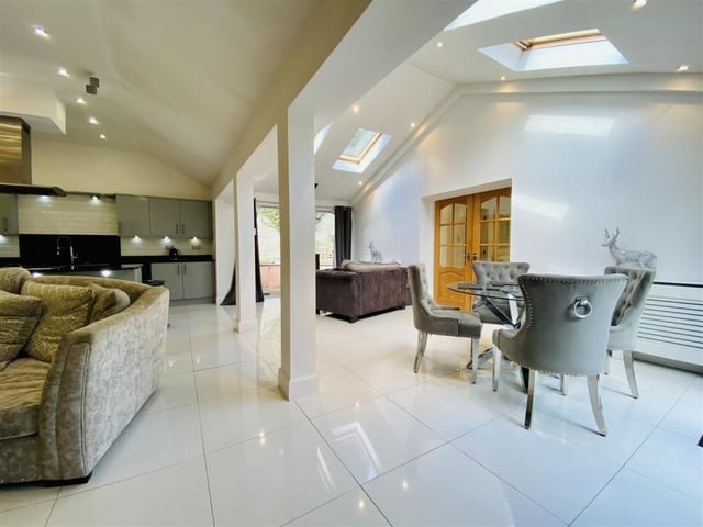 Dining kitchen and family area.