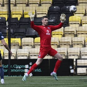 Livingson's Bruce Anderson scores making it 1-0, during a cinch Premiership match against Ross County at Tony Macaroni Arena, on April 27, 2024, in Livingston, Scotland.  (Photo by Rob Casey / SNS Group)