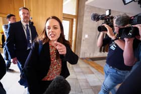 Kate Forbes arrives at the Scottish Parliament in Edinburgh. Picture: Jeff J Mitchell/Getty Images