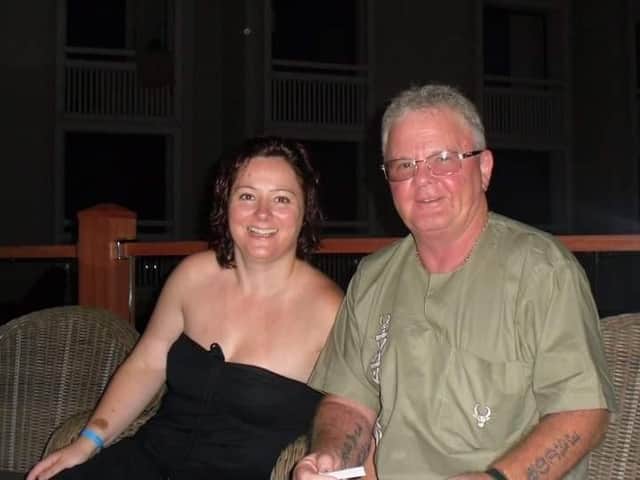 Nurse Carole and her father Robert on holiday together.