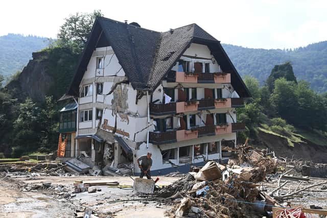 A country guest house in Laach, Germany, was among many building severely damaged by floods that killed more than 200 people in western Europe this month (Picture: Christof Stache/AFP via Getty Images)