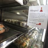 An allergy warning notice displayed next to food in a branch of Pret A Manger (Picture: Yui Mok/PA Wire)