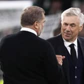 Real Madrid boss Carlo Ancelotti, right, had warm words for Ange Postecoglou's Celtic team.