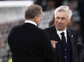 Real Madrid boss Carlo Ancelotti, right, had warm words for Ange Postecoglou's Celtic team.