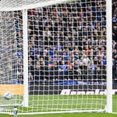 Rangers' Fashion Sakala knows into the side netting during his side's Scottish Cup semi-final defeat to Celtic -  one of two glaring misses in derby cup-tie losses last season that led to the striker's valuable contribution under Michael Beale to be overlooked.  (Photo by Rob Casey / SNS Group)