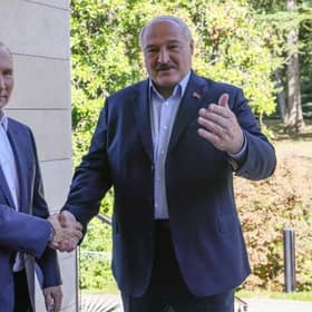 Russian President Vladimir Putin meets with his Belarus' counterpart Alexander Lukashenko at a meeting in Sochi  in September.