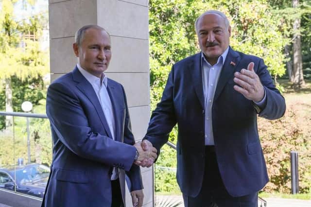 Russian President Vladimir Putin meets with his Belarus' counterpart Alexander Lukashenko at a meeting in Sochi in September.
