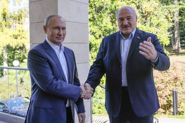 Russian President Vladimir Putin meets with his Belarus' counterpart Alexander Lukashenko at a meeting in Sochi  in September.