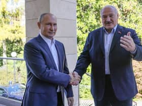 Russian President Vladimir Putin meets with his Belarus' counterpart Alexander Lukashenko at a meeting in Sochi  in September.