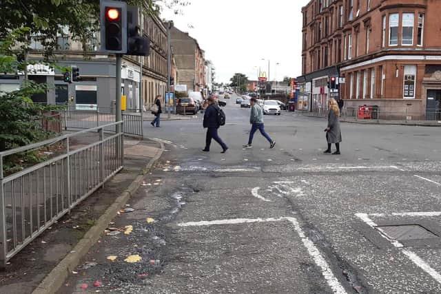 The cycle symbol is barely visible at this advanced stop line in Glasgow. Picture: The Scotsman