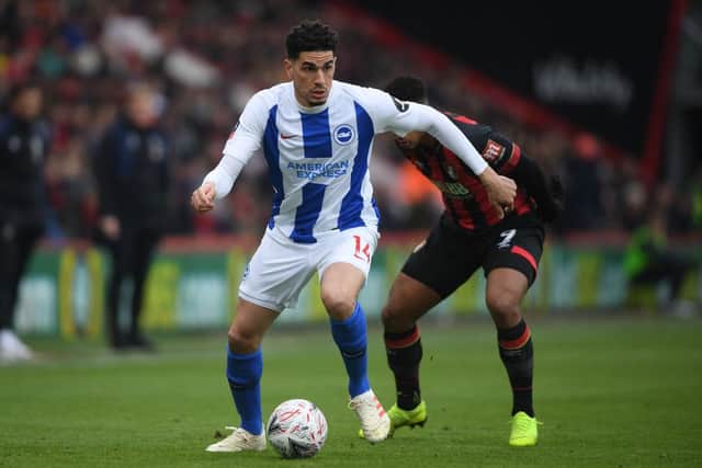 Leon Balogun of Brighton & Hove Albion in action  during the FA Cup Third Round match between Bournemouth and Brighton and Hove Albion at Vitality Stadium on January 05, 2019. (Photo by Mike Hewitt/Getty Images)