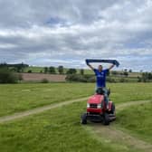 Scotland fan John Henderson created the largest ever map of Scotland in a field near Jedburgh, Scottish Borders. (Credit: SWNS)