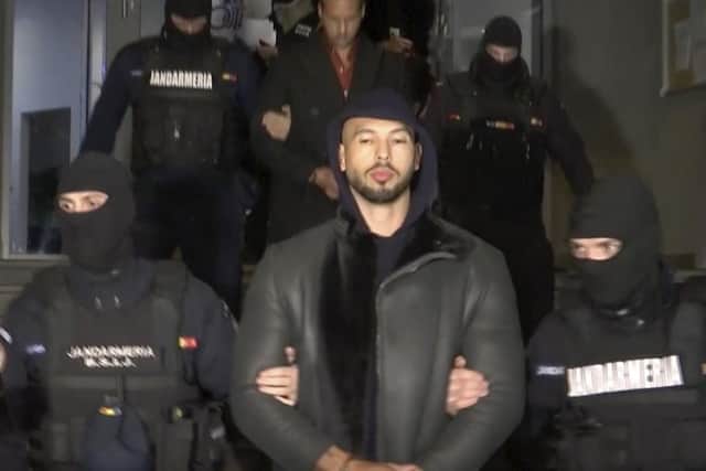 Social media influencer and former kickboxer Andrew Tate, who is being held in Romania on suspicion of organised crime and human trafficking, has arrived at an appeal court in Bucharest to challenge a decision to extend his detention by 30 days.