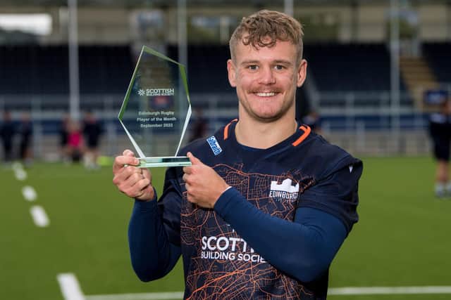 Darcy Graham won player of the month for Edinburgh Rugby with some fine try-scoring exploits.