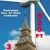 The proposed turbines standing will be over twice the height Big Ben.