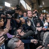 Humza Yousaf speaks to the media after being voted the new First Minister at the Scottish Parliament in Edinburgh.
