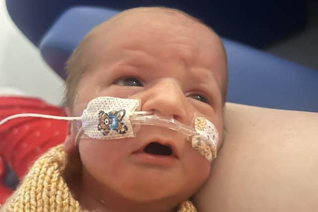 Baby Mack in hospital.