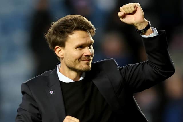 Rangers manager Danny Rohl celebrates after the 3-1 victory over Kilmarnock at Ibrox. (Photo by Robert Perry/PA Wire)