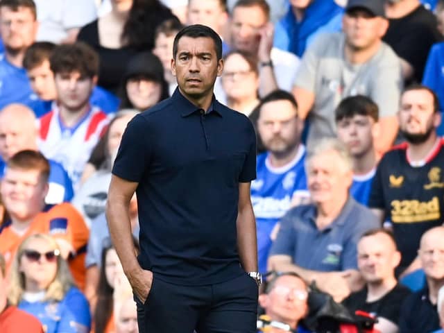 Rangers manager Giovanni van Bronckhorst looks on during the 3-1 friendly win over West Ham. (Photo by Rob Casey / SNS Group)