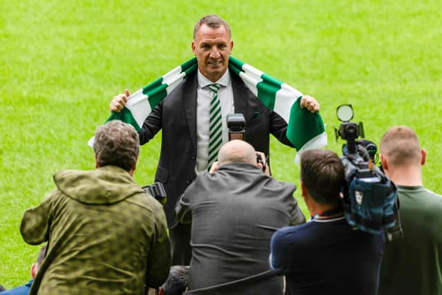 Brendan Rodgers is unveiled as the new Celtic manager - but BBC Scotland were banned from attending. (Photo by Craig Foy / SNS Group)