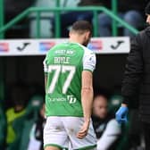 Australia winger Martin Boyle goes off injured during Hibs' 3-0 win over St Mirren at Easter Road on October 29.  (Photo by Paul Devlin / SNS Group)