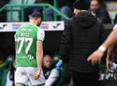 Australia winger Martin Boyle goes off injured during Hibs' 3-0 win over St Mirren at Easter Road on October 29.  (Photo by Paul Devlin / SNS Group)