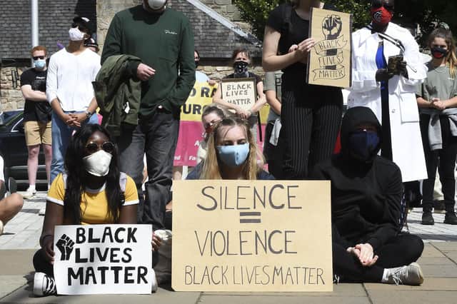 A Black Lives Matter protest outside the Scottish Parliament (Picture: Lisa Ferguson)