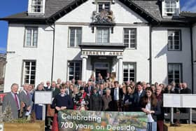 Members of the Burnett family and guests outside the Burnett Arms