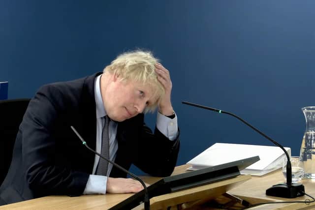 Boris Johnson giving evidence. Photo: UK Covid-19 Inquiry/PA Wire