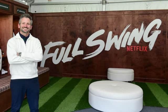 Vox Media Studios CEO Chad Mumm poses in the Netflix Full Swing clubhouse activation during Netflix Full Swing @ PGA Genesis Invitational at Riviera Country Club in Los Angeles. Picture: Vivien Killilea/Getty Images for Netflix.