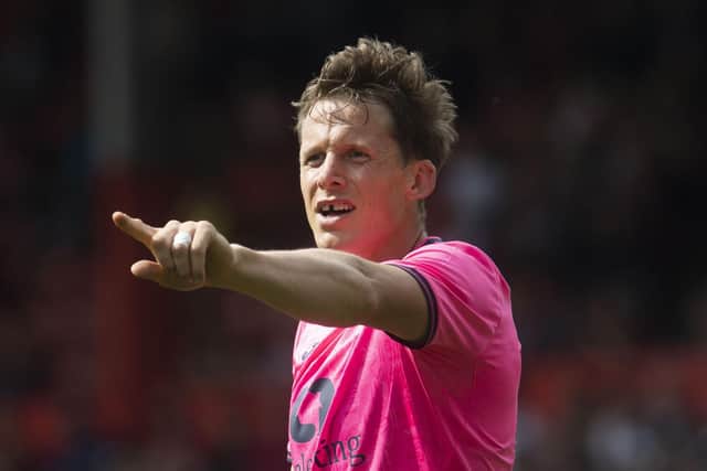 Christophe Berra issues directions during a Premier Sports Cup tie last month for Raith Rovers against Aberdeen in his last-ever senior game (Photo by Craig Foy / SNS Group)