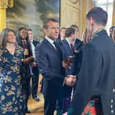 Archippus Sturrock and French President Emmanuel Macron shake hands at the Franco-British Summit at the Élysée Palace in Paris (Picture: Helene Ba)