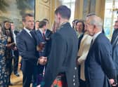 Archippus Sturrock and French President Emmanuel Macron shake hands at the Franco-British Summit at the Élysée Palace in Paris (Picture: Helene Ba)