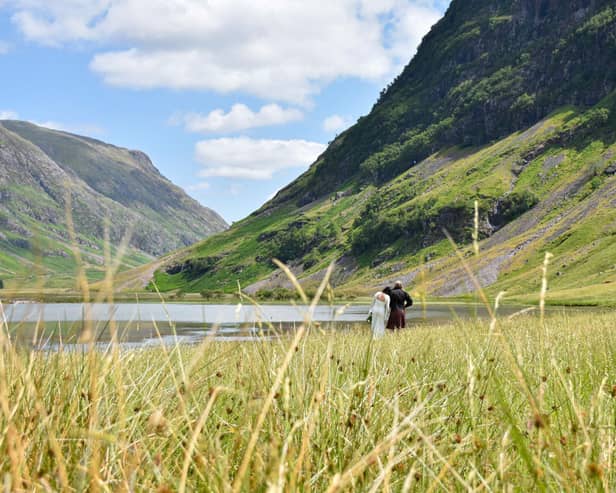 A couple married in Glencoe by Loch Achtriochtan, a popular National Trust for Scotland location for those chosing to elope. PIC: National Trust for Scotland /Christina Smith