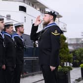 The Royal Navy helped launch year's Royal Edinburgh Military Tattoo at the luxury floating hotel Fingal in Leith Docks. Picture: Ian Georgeson