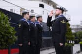 The Royal Navy helped launch year's Royal Edinburgh Military Tattoo at the luxury floating hotel Fingal in Leith Docks. Picture: Ian Georgeson