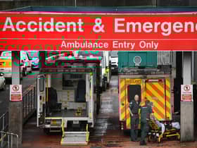 Ambulances sit at the accident and emergency at the Glasgow Royal Hospital. Picture: Getty Images