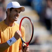 Andy Murray reacts during his match against Bu Yunchaokete (not pictured) on day three of the 2023 Lexus Surbiton Trophy.