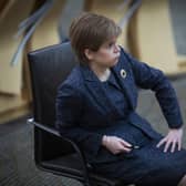 Scotland's First Minister Nicola Sturgeon takes part in First Minster's Questions at the Scottish Parliament. Picture: Jane Barlow/POOL/AFP via Getty Images