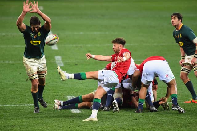 Scrum-half Ali Price's box-kicking was spot on during the Lions' win in the first Test in Cape Town. Picture: Rodger Bosch/AFP via Getty Images