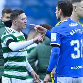 Rangers defender Borna Barisic's  angry exchange with Celtic's Callum McGregor at the end of Monday's draw the Croatian put down to players having "too much fire" in the fixture. (Photo by Rob Casey / SNS Group)
