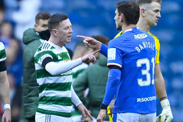 Rangers defender Borna Barisic's  angry exchange with Celtic's Callum McGregor at the end of Monday's draw the Croatian put down to players having "too much fire" in the fixture. (Photo by Rob Casey / SNS Group)